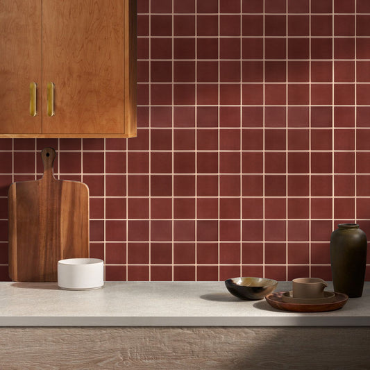 3D Rot Quadrat Wandpaneele selbstklebend