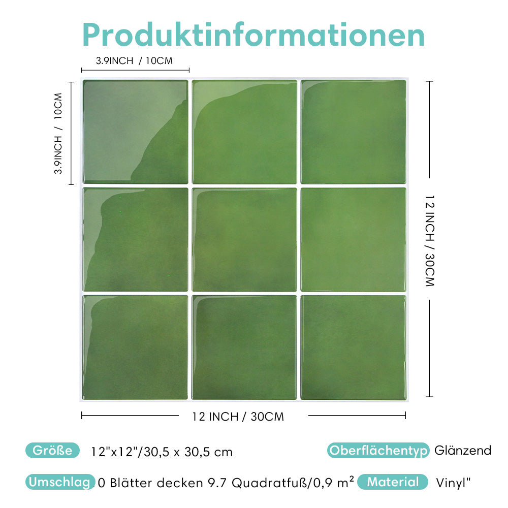 Selbstklebende Wandfliesen aus grünem Quadrat – Dickere Ausführung