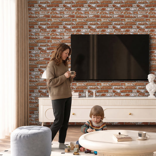 Selbstklebende 3D Wandpaneele Terracotta Klinkeroptik