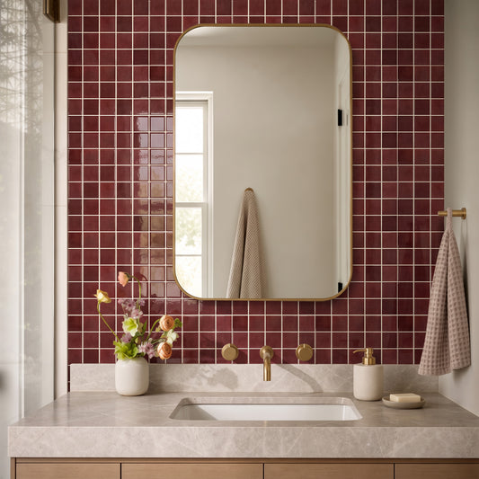 Selbstklebende Wandfliesen Quadratisch Rot – Extra Dickes Design