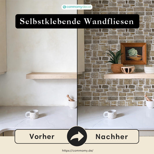 Küchen-Makeover für Mietwohnungen: Langweilige Küchenschränke mit Fliesenaufklebern aufwerten