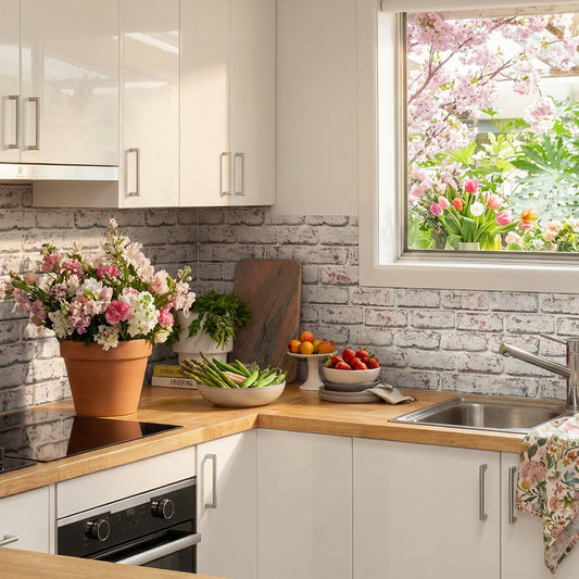 Selbstklebende 3D Wandfliesen in Weißer Ziegeloptik