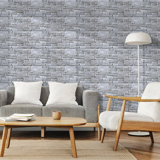 3D Wandpaneele Großformat – Graue Steinoptik Selbstklebend