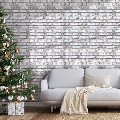 3D Selbstklebende Wandpaneele – Rustikale Ziegeloptik Weiß Getüncht