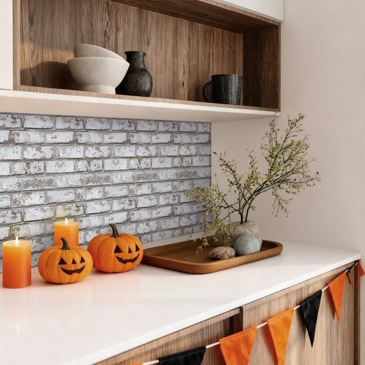 3D Selbstklebende Wandpaneele – Rustikale Ziegeloptik Weiß Getüncht