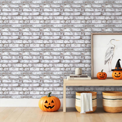 3D Selbstklebende Wandpaneele – Rustikale Ziegeloptik Weiß Getüncht