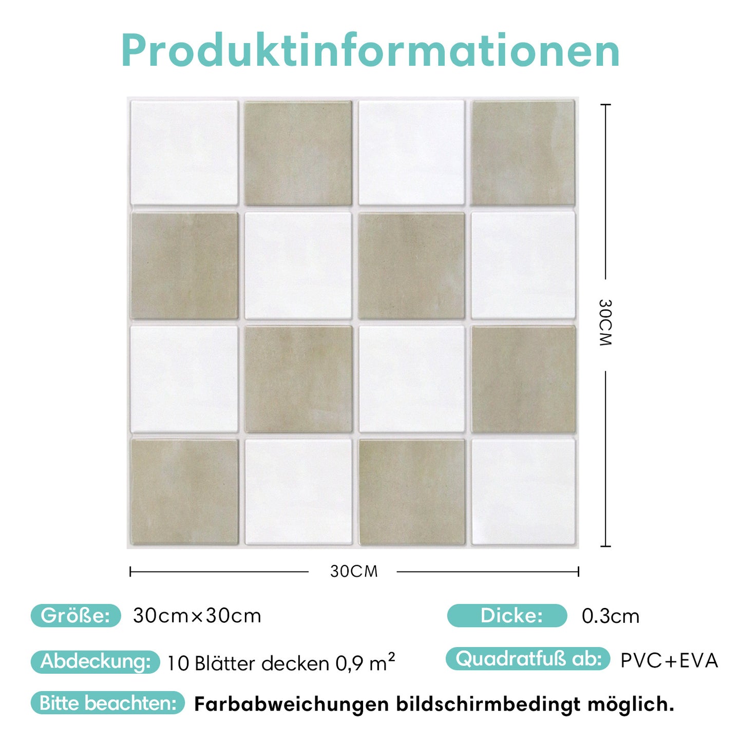 3D Beige-Weiß Karierte Selbstklebende Wandpaneele