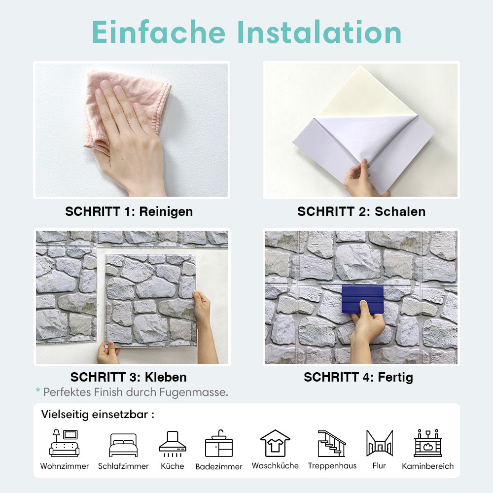 3D Bruchstein Optik Irregulär Wandpaneele selbstklebend