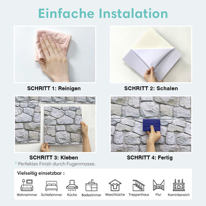 3D Bruchstein Optik Irregulär Wandpaneele selbstklebend