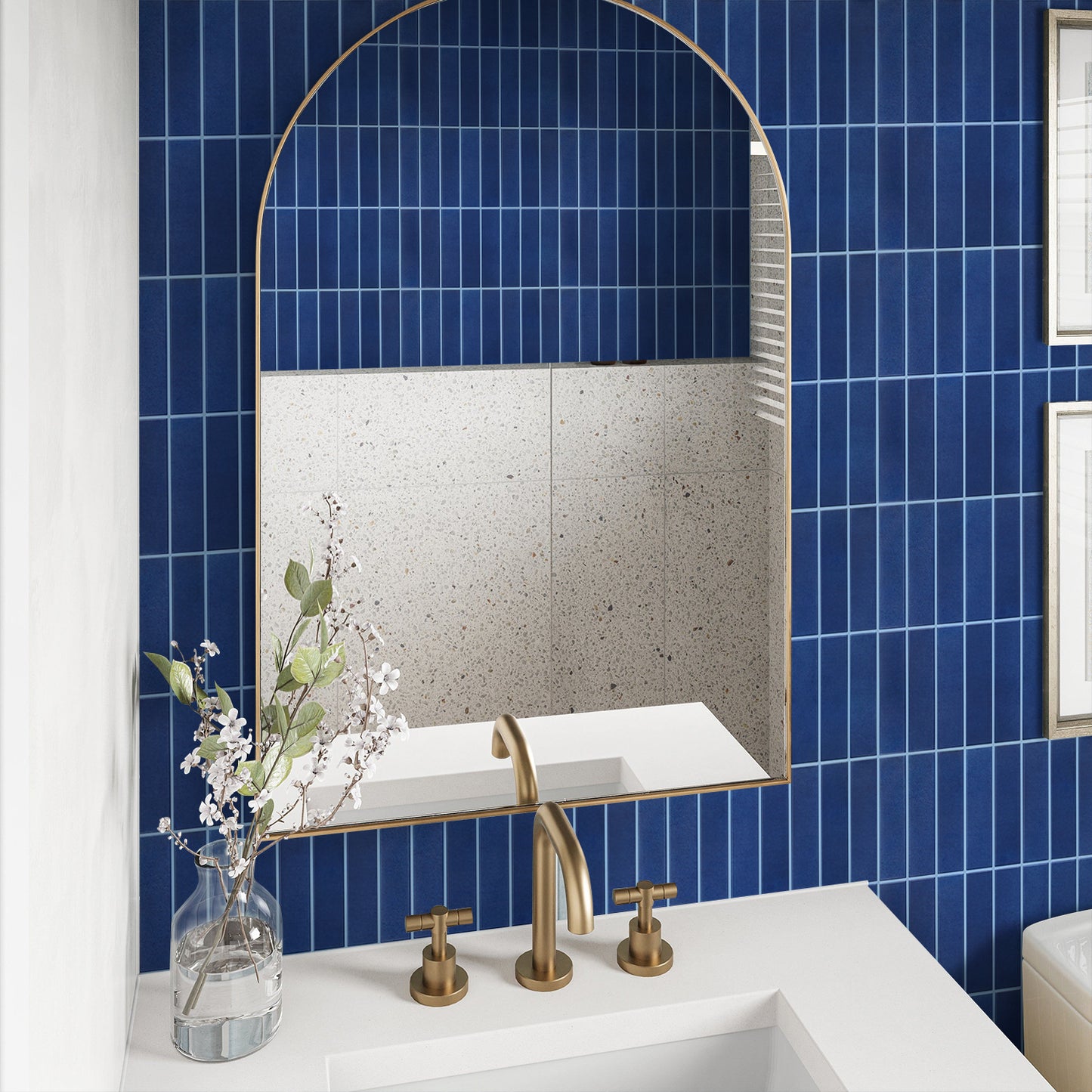 3D Klebefliesen Dunkelblau Linear Mosaik