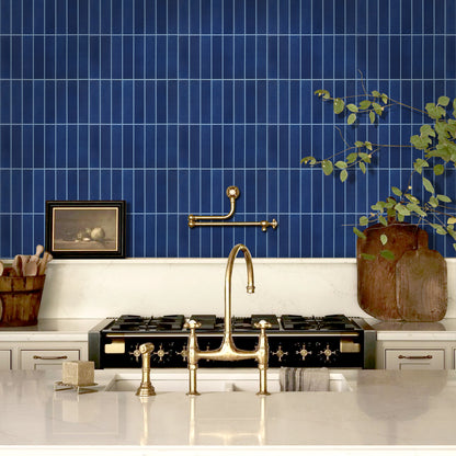 3D Klebefliesen Dunkelblau Linear Mosaik