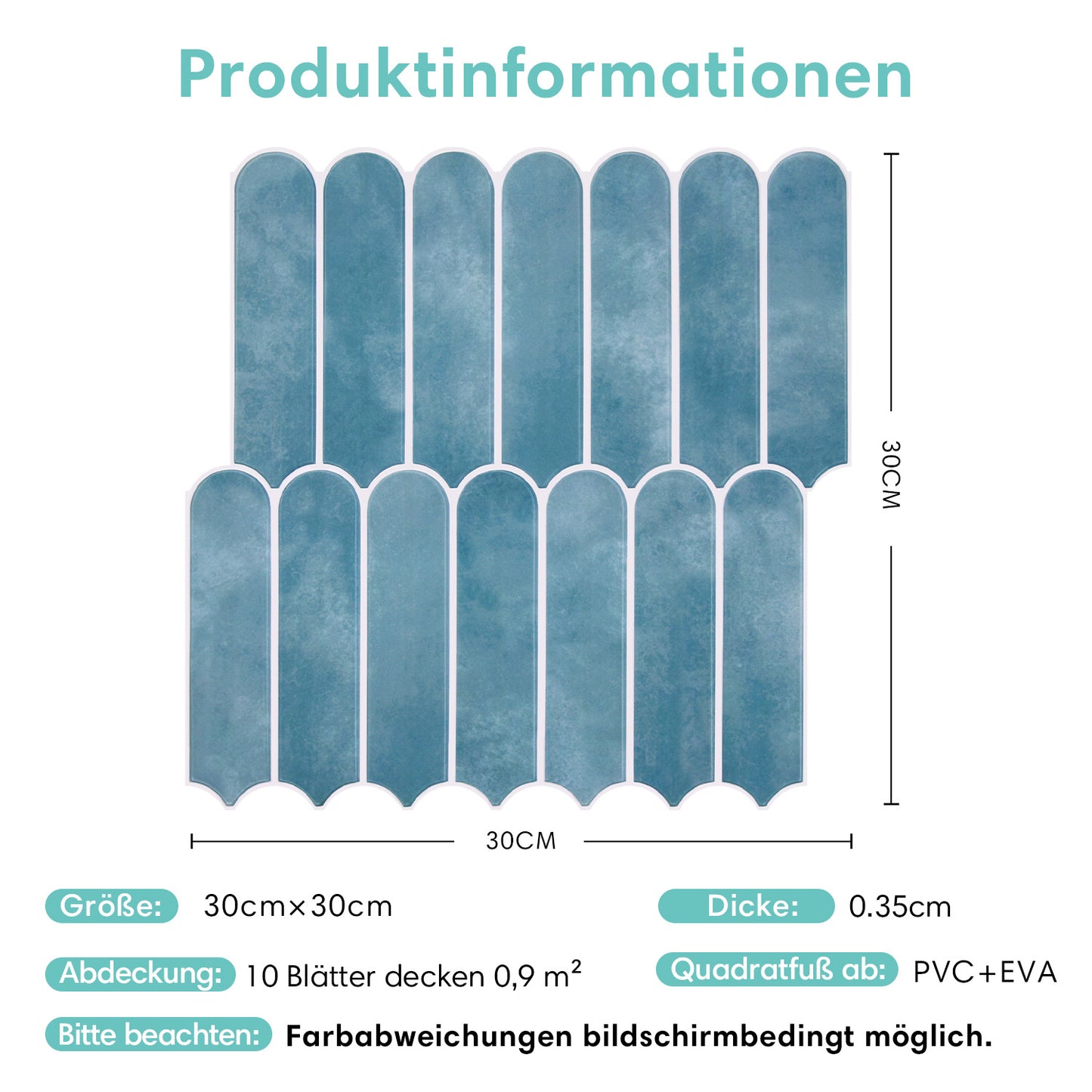3D Klebefliesen Fischschuppen Ozeanblau