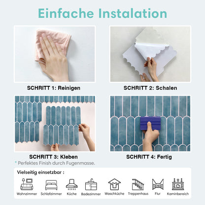 3D Klebefliesen Fischschuppen Ozeanblau