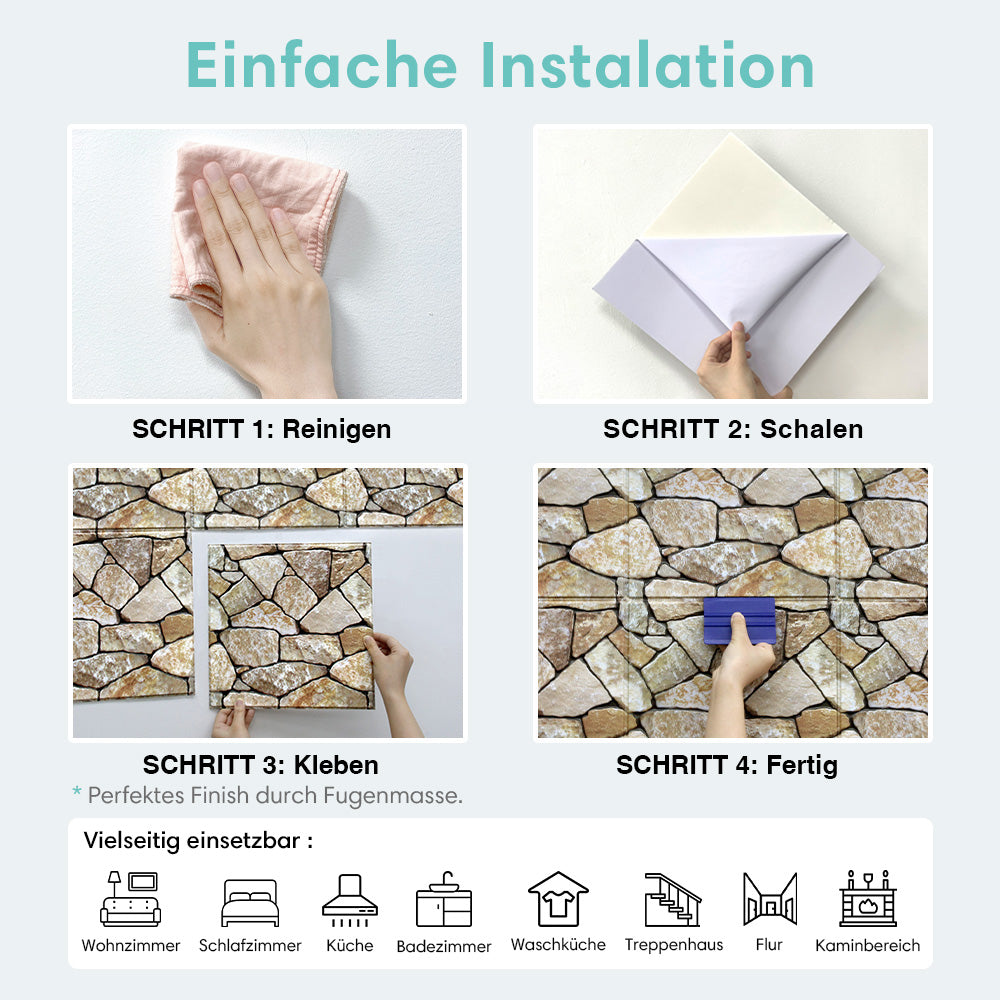 3D Klebefliesen Natursteinoptik Erdtöne