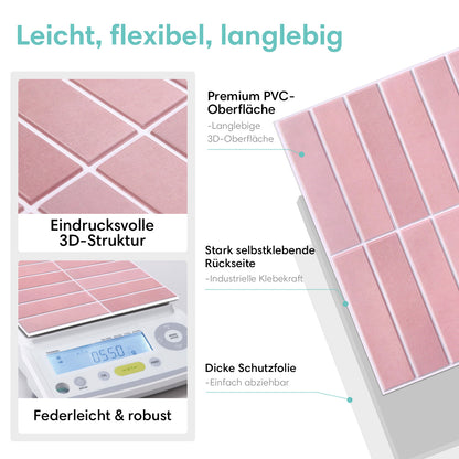 3D Klebefliesen Rosa Linear Mosaik