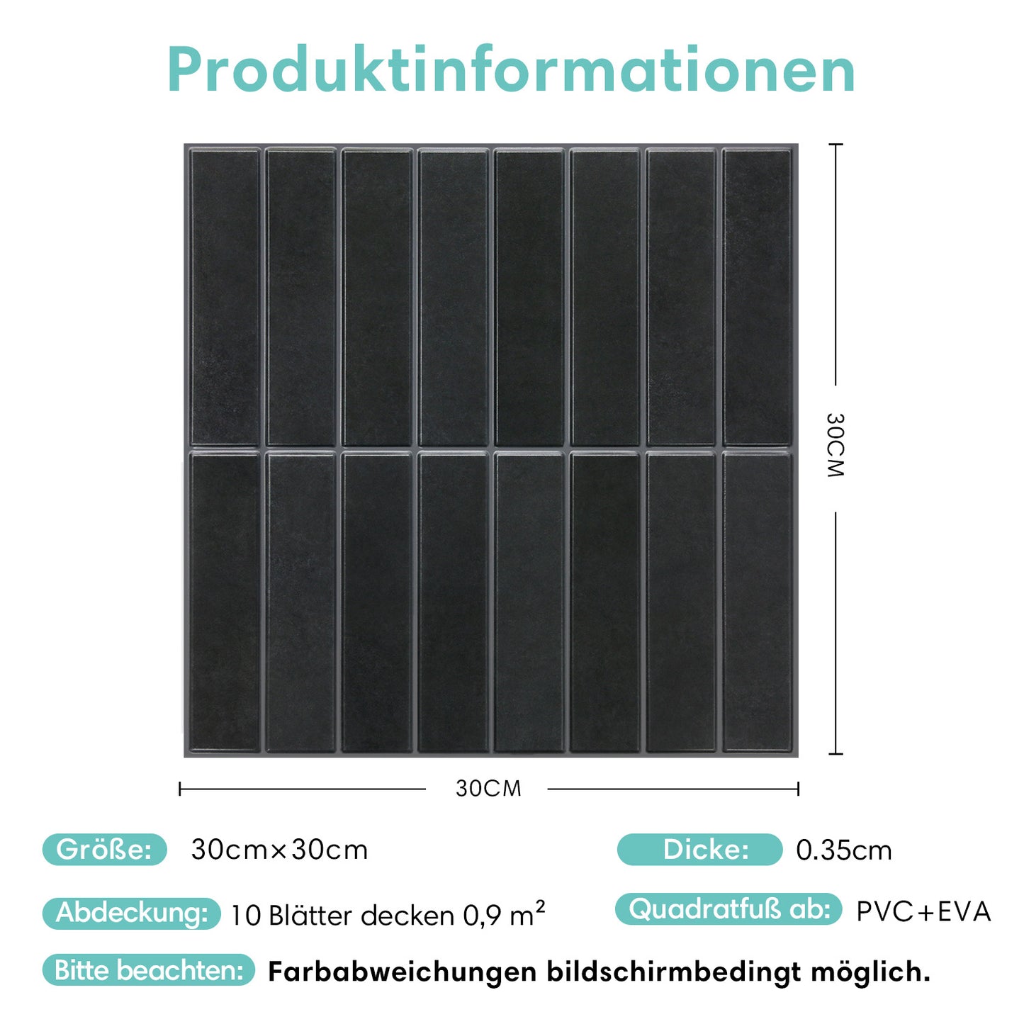 3D Klebefliesen Schwarz Linear Mosaik