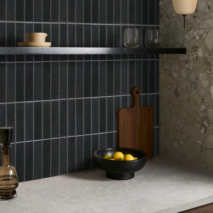 3D Klebefliesen Schwarz Linear Mosaik