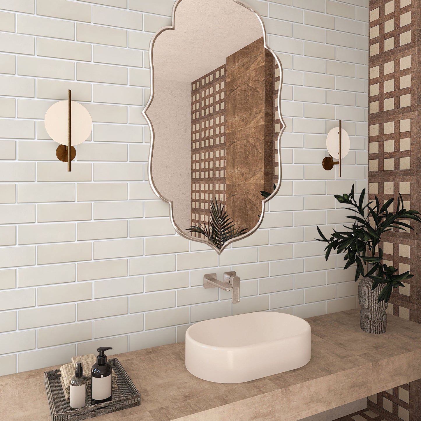3D Metro Fliesen Beige Klebefliesen selbstklebend
