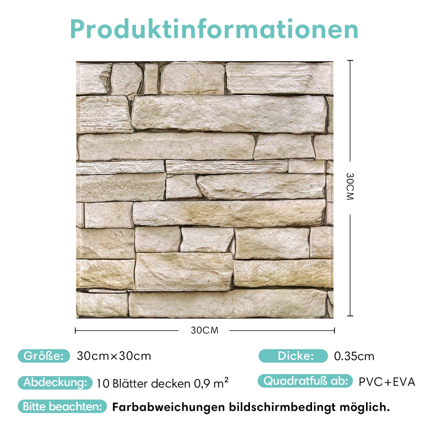3D Quaderstein-Optik Beige Wandpaneele selbstklebend