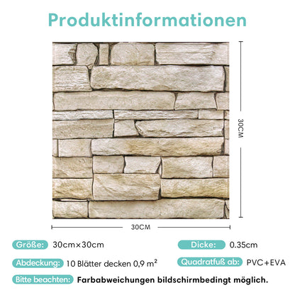 3D Quaderstein-Optik Beige Wandpaneele selbstklebend