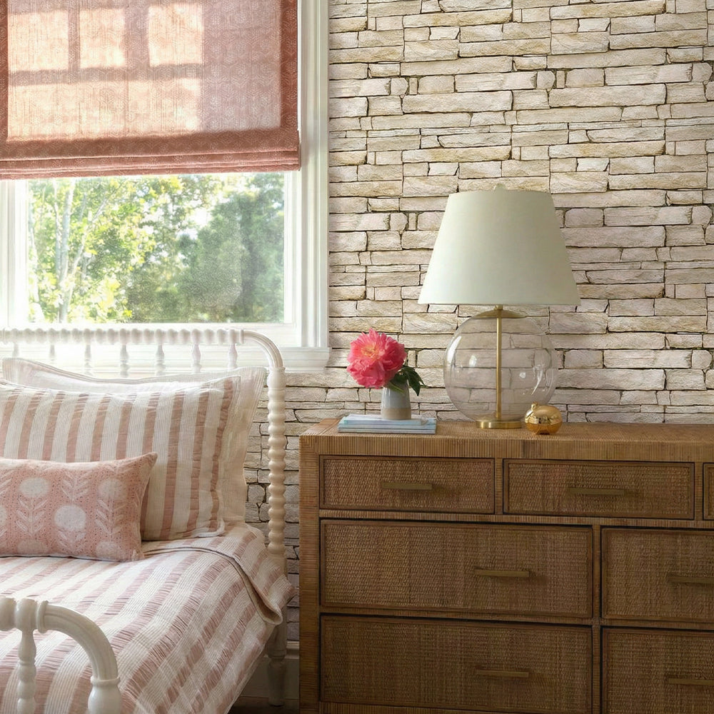 3D Quaderstein-Optik Beige Wandpaneele selbstklebend
