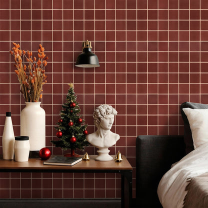 3D Rot Quadrat Wandpaneele selbstklebend
