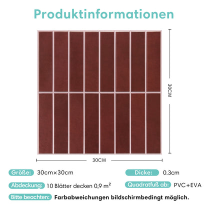 3D Rote Lineare Mosaik Selbstklebende Wandpaneele