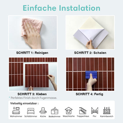 3D Rote Lineare Mosaik Selbstklebende Wandpaneele