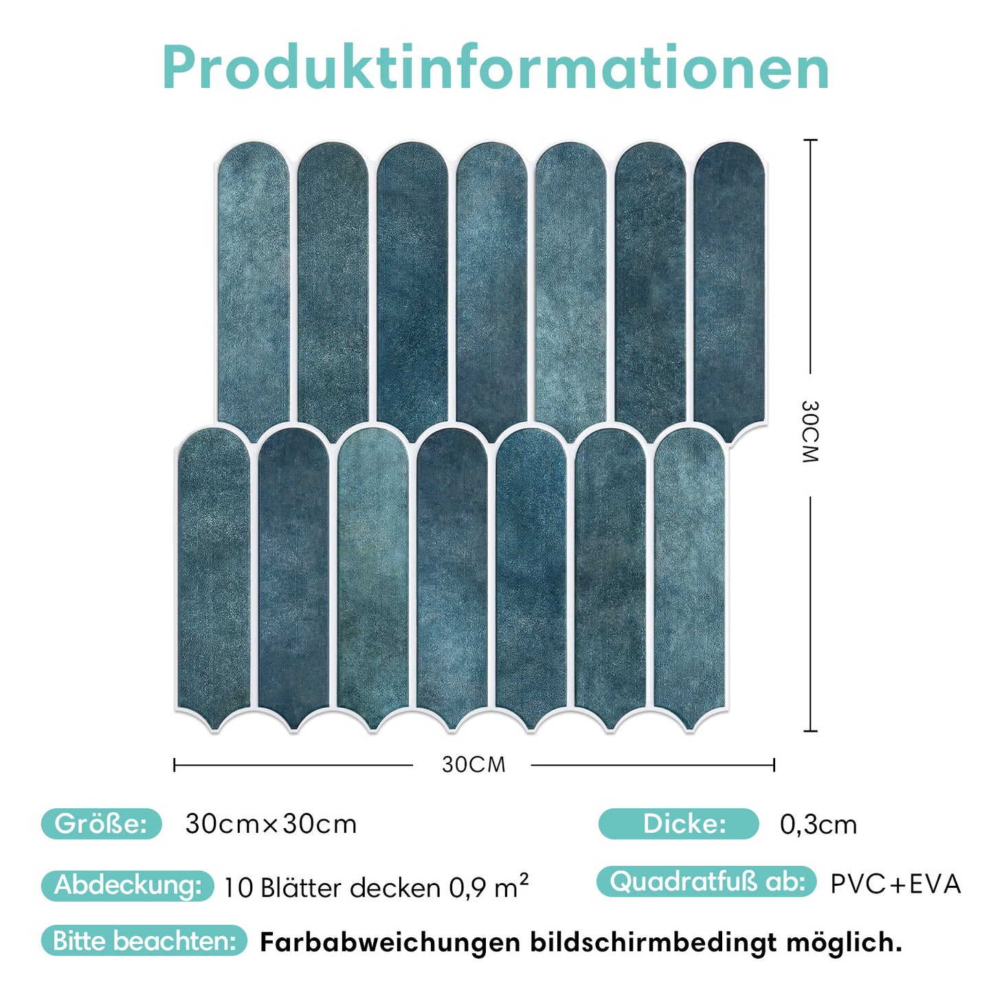 3D Selbstklebende Wandfliesen – Fischschuppenoptik Blau