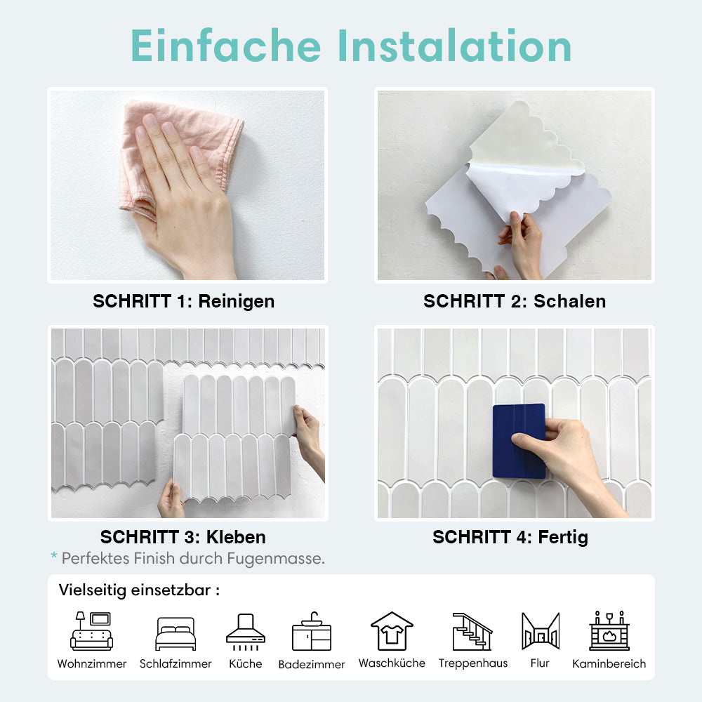 3D Selbstklebende Wandfliesen – Fischschuppenoptik Nebelgrau