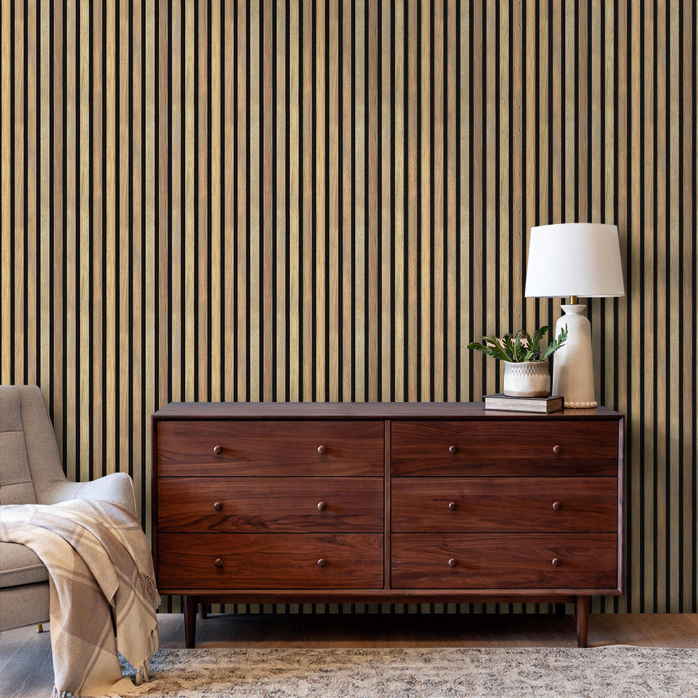 3D Selbstklebende Wandpaneele – Holzlattenoptik