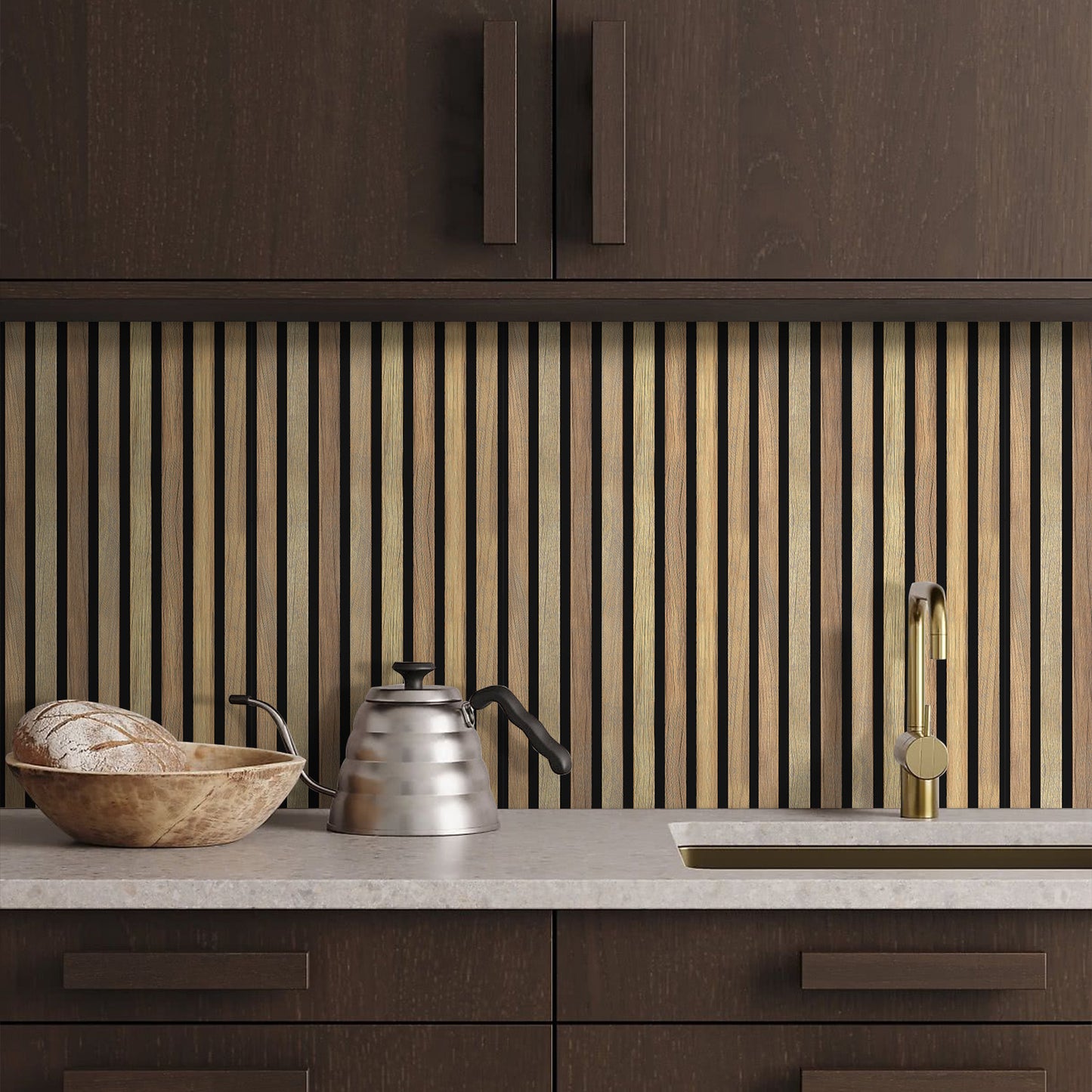 3D Selbstklebende Wandpaneele – Holzlattenoptik