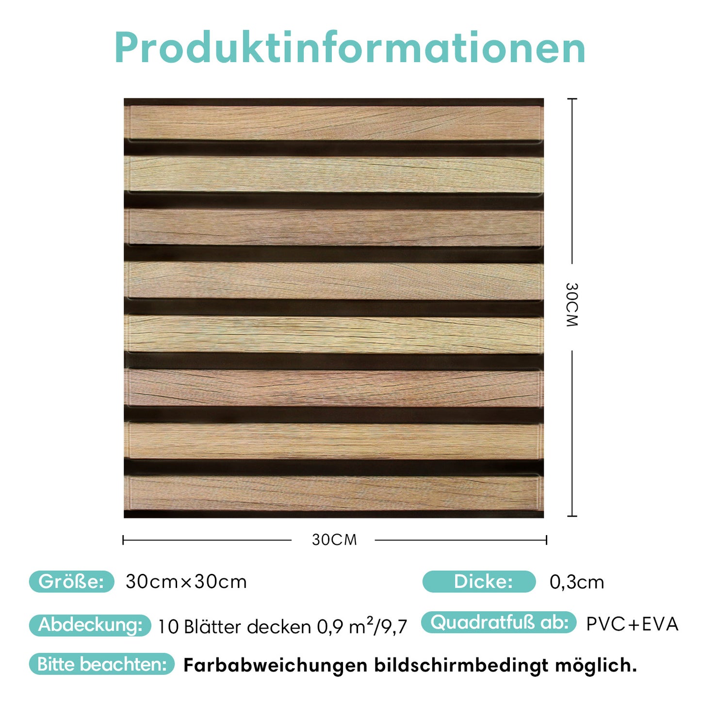 3D Selbstklebende Wandpaneele – Holzlattenoptik