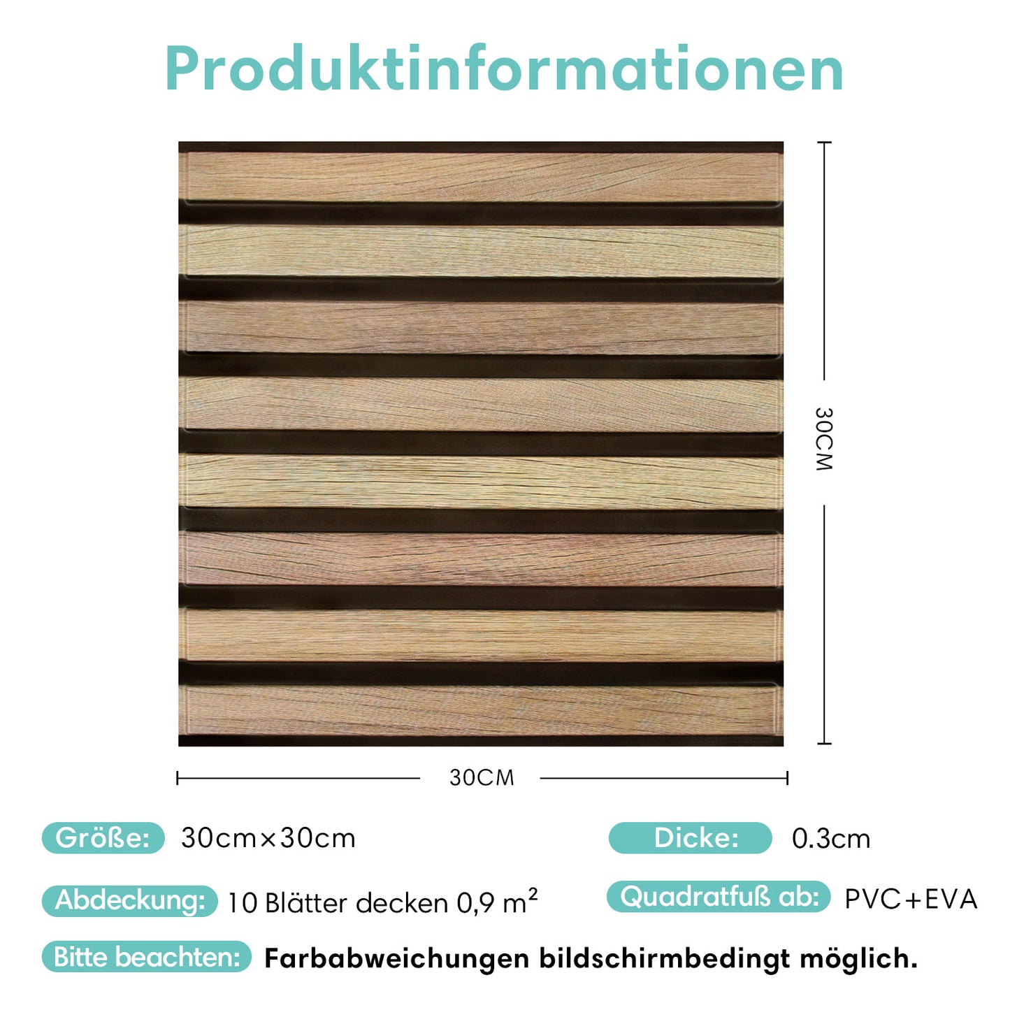 3D Selbstklebende Wandpaneele – Holzlattenoptik