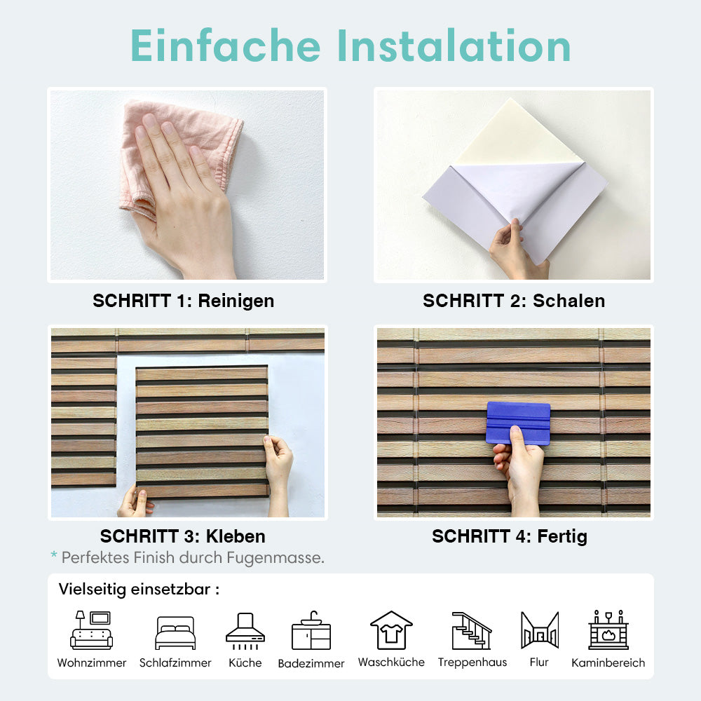 3D Selbstklebende Wandpaneele – Holzlattenoptik