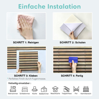 3D Selbstklebende Wandpaneele – Holzlattenoptik