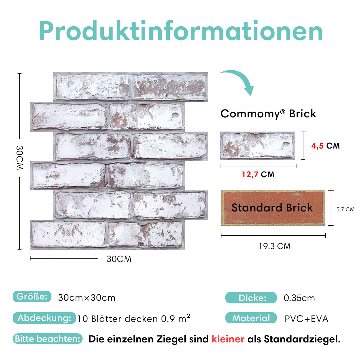 3D Selbstklebende Wandpaneele – Rustikale Ziegeloptik Weiß Getüncht