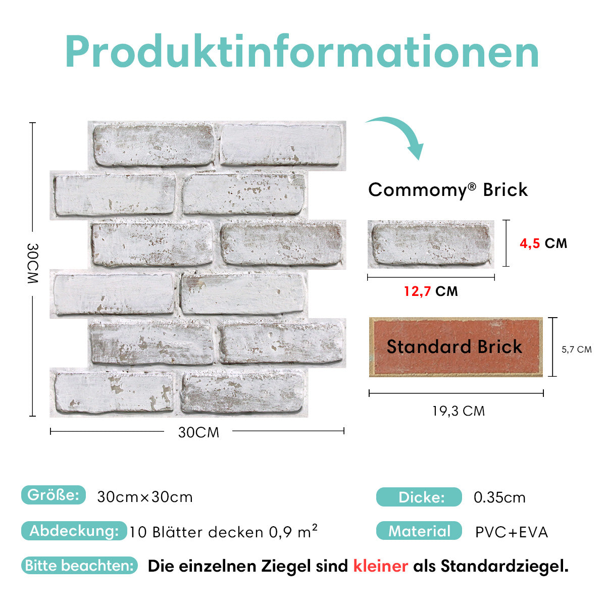3D Selbstklebende Wandpaneele – Ziegeloptik Lavendelgrau Weiß Getüncht