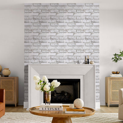 3D Selbstklebende Wandpaneele – Ziegeloptik Lavendelgrau Weiß Getüncht