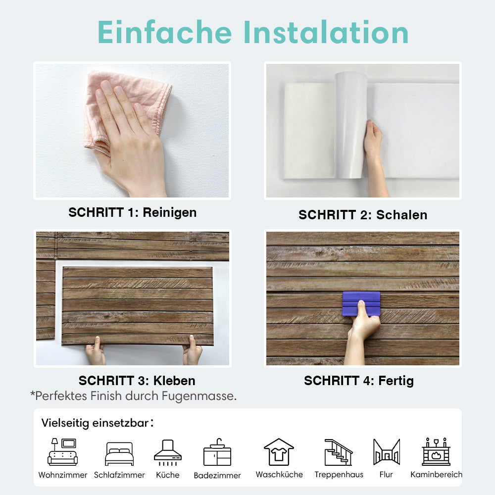 3D Wandpaneele Großformat Braune Holzoptik Selbstklebend