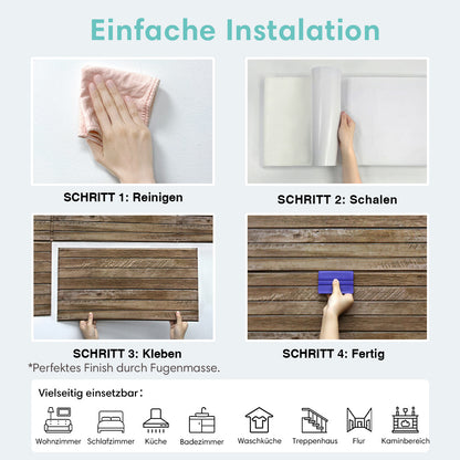 3D Wandpaneele Großformat Braune Holzoptik Selbstklebend