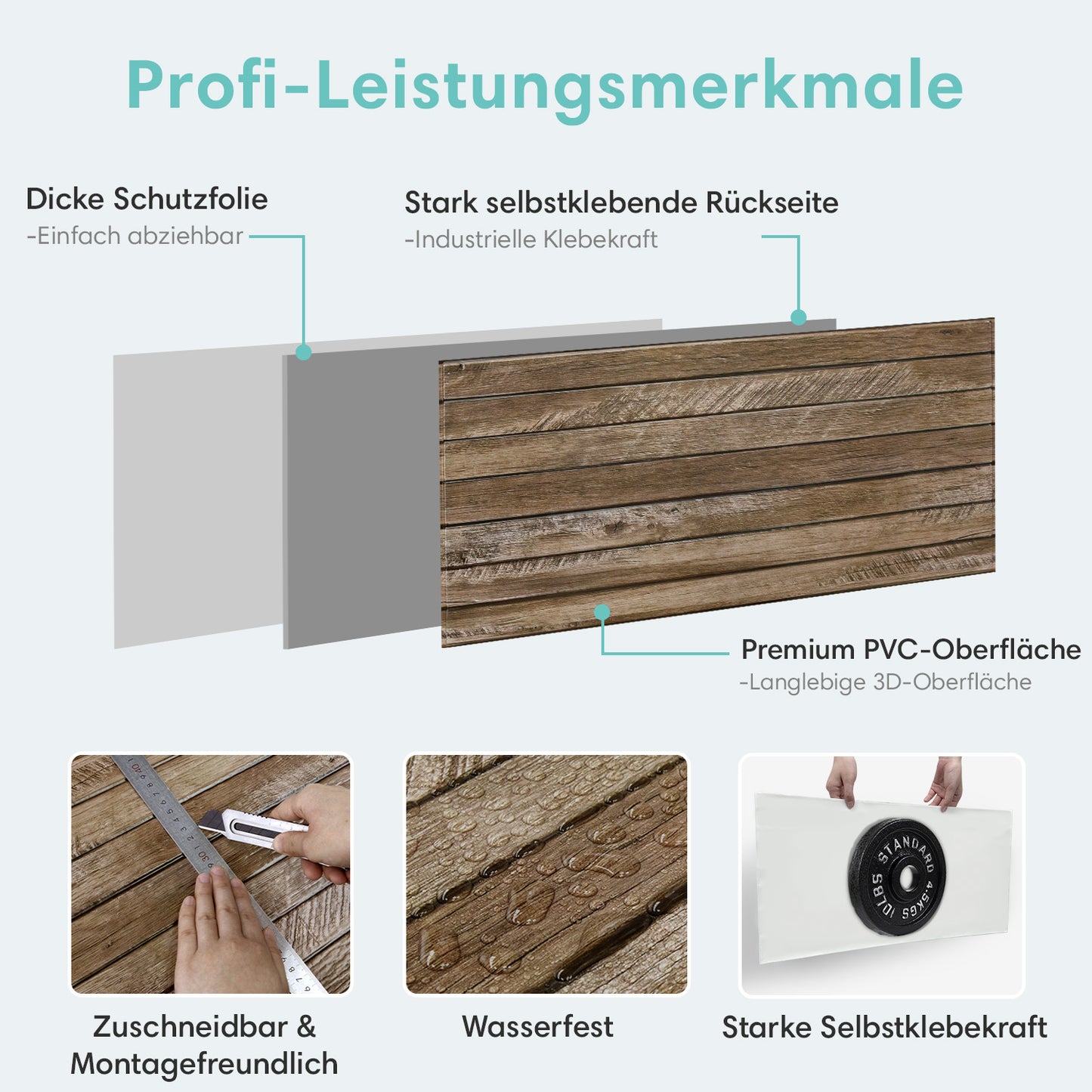 3D Wandpaneele Großformat Braune Holzoptik Selbstklebend