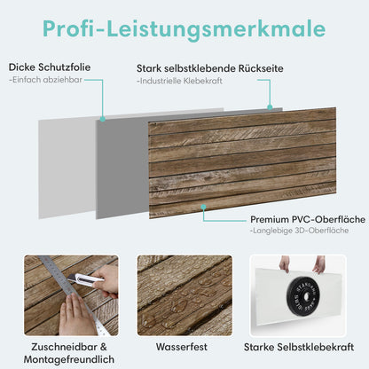 3D Wandpaneele Großformat Braune Holzoptik Selbstklebend