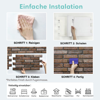 3D Wandpaneele Großformat Dunkelbraune Backsteinoptik