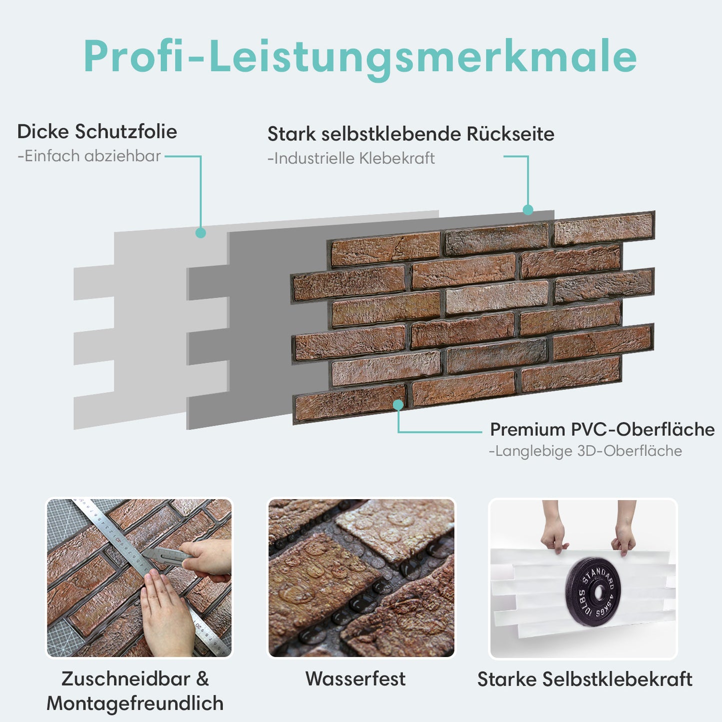 3D Wandpaneele Großformat Dunkelbraune Backsteinoptik