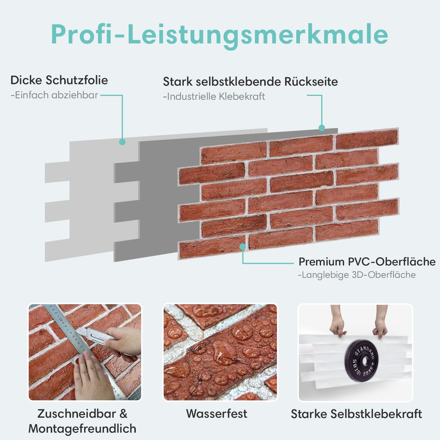 3D Wandpaneele Großformat Klassische rote Backsteinoptik