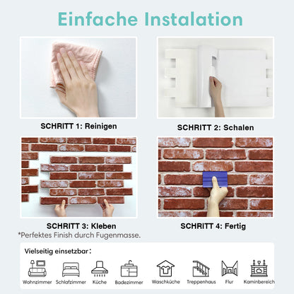 3D Wandpaneele Großformat Rustikale rote Backsteinoptik