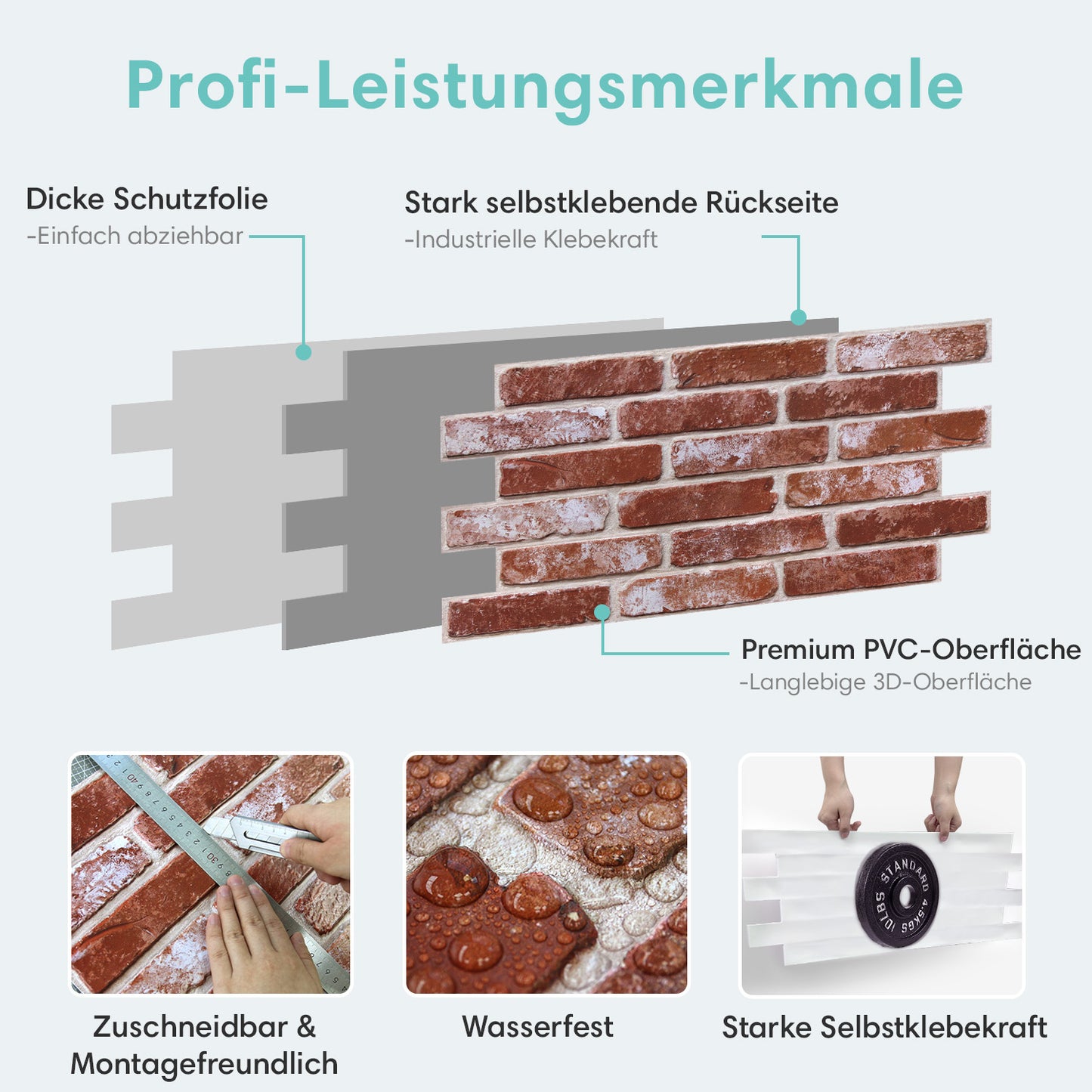 3D Wandpaneele Großformat Rustikale rote Backsteinoptik