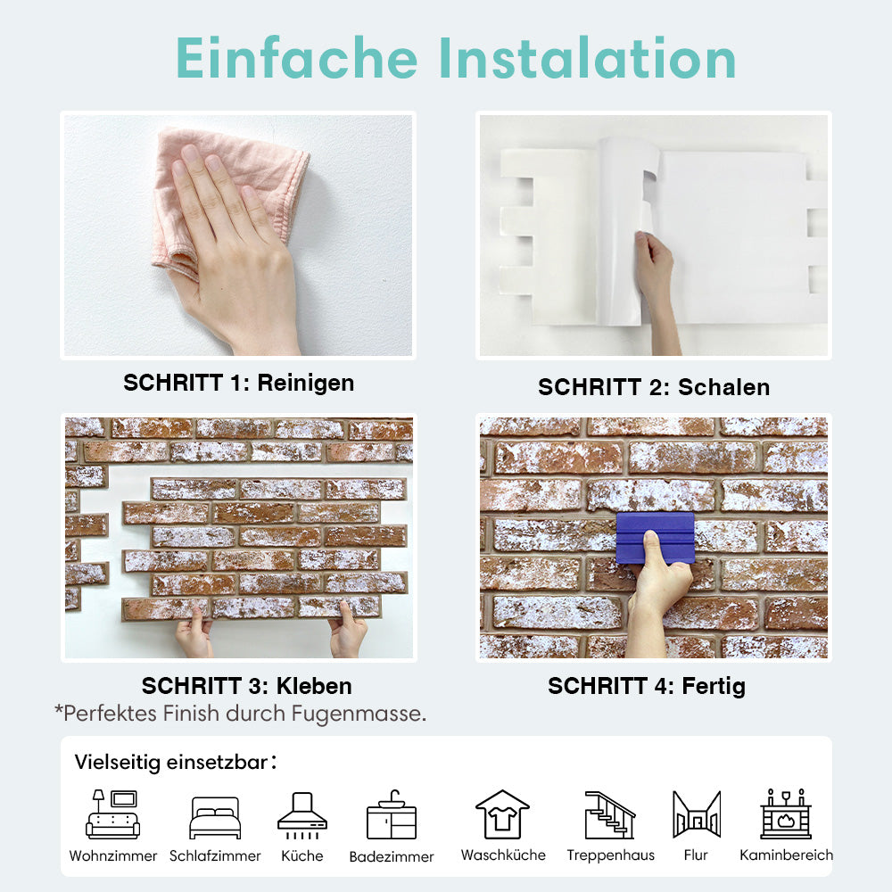3D Wandpaneele Großformat Vintage Ziegeloptik Selbstklebend