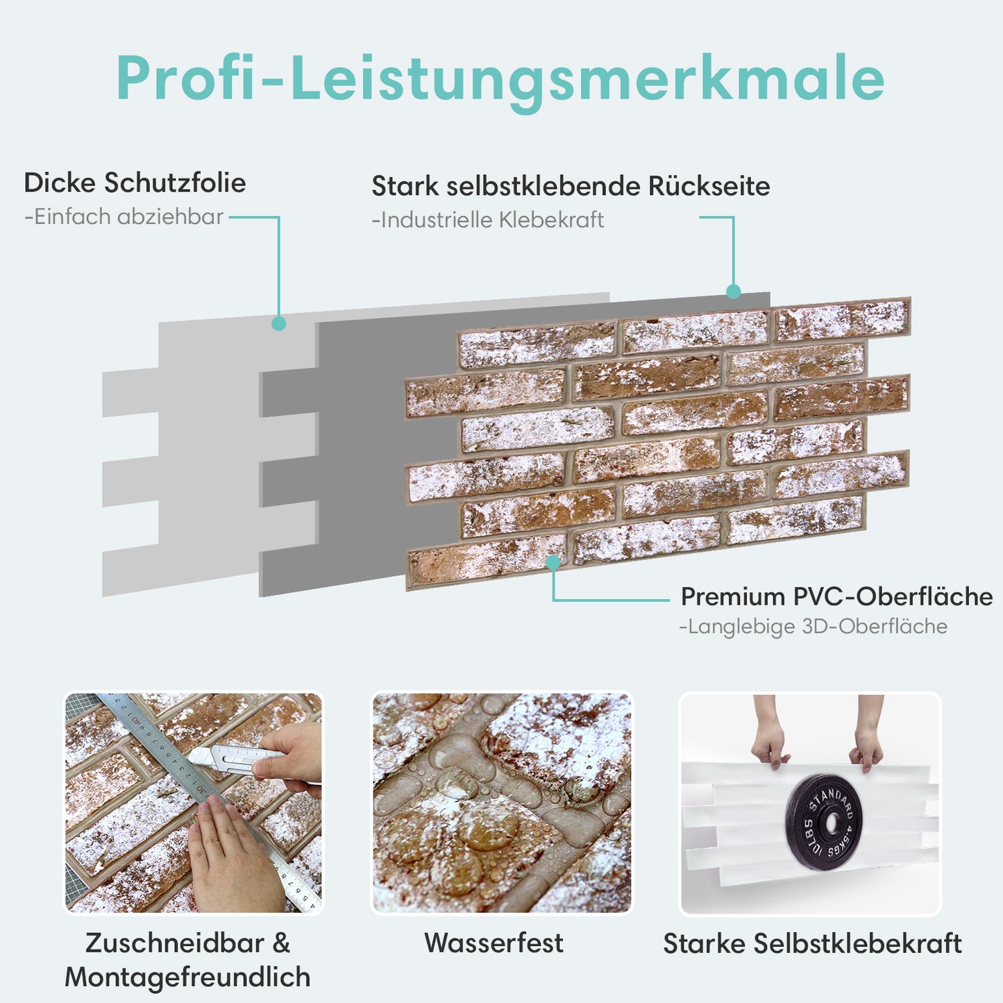 3D Wandpaneele Großformat Vintage Ziegeloptik Selbstklebend